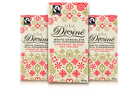 Three bars of fairtrade Divine chocolate