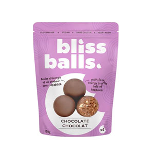 Packaging of Chocolate Bliss Balls Bag. 
