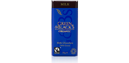 A Green & Black's fairtrade certified chocolate bar