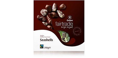 An Oxfam fairtrade certified chocolate bar