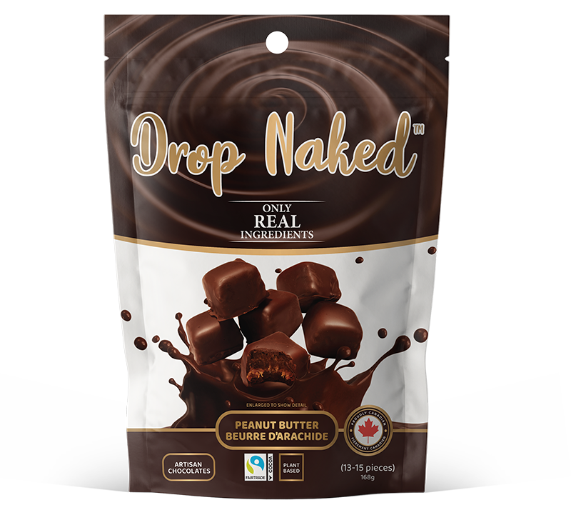A bag of Drop Naked chocolates.