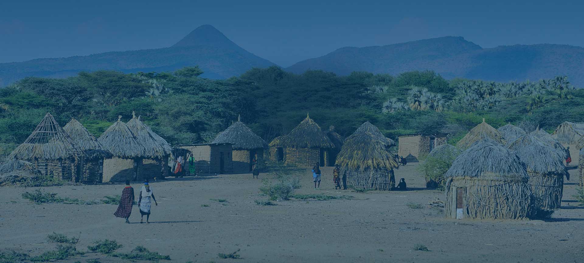 Landscape and huts in Burundi.