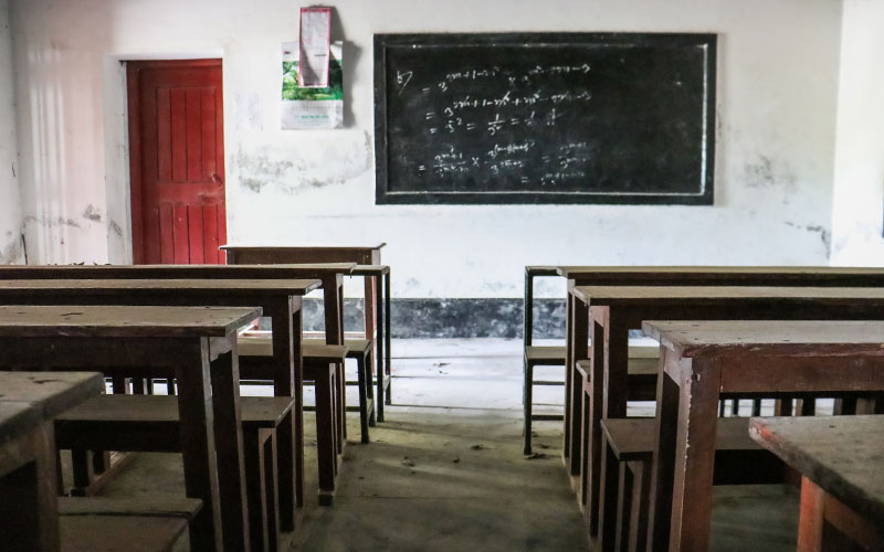 An empty classroom in Bangladesh