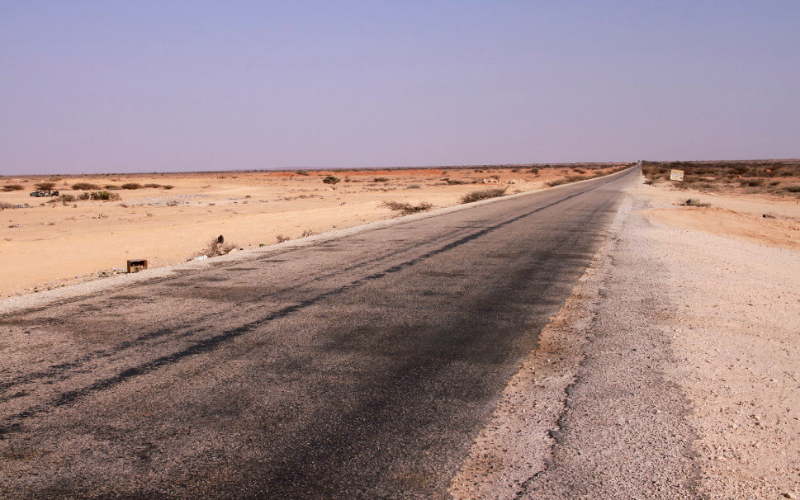 Stretch of tarmac in a dry land