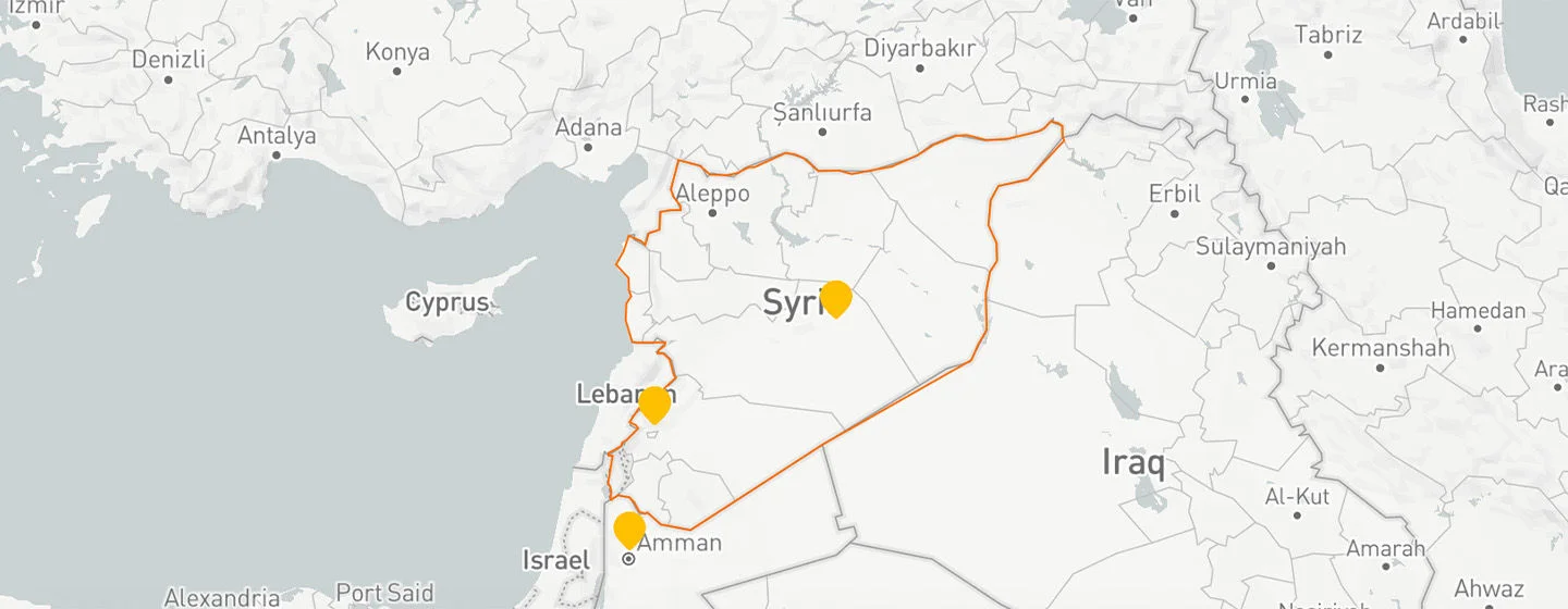 A map of Syria showing several locations where World Vision made an impact.