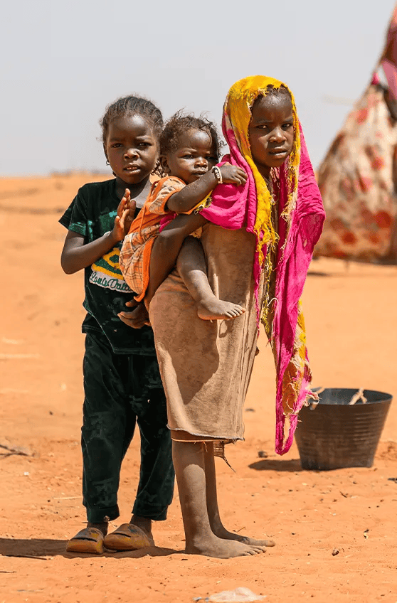 Community members receiving humanitarian support